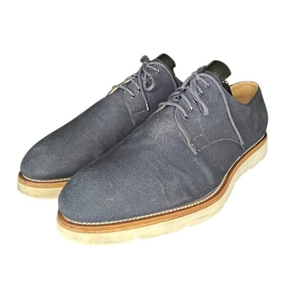 ***SOLD*** Mens GUCCI Canvas Derby Lace Up Shoes Size 12 Blue Cream - Picture 2 of 6